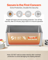 VEVOR Commercial Food Warmer, 1200W Electric Stainless Steel Steam Food Warmer, Fast Heating Countertop Buffet Bain Marie with Soup & Perforated Ladles, for Catering, Restaurants, Parties, Buffets