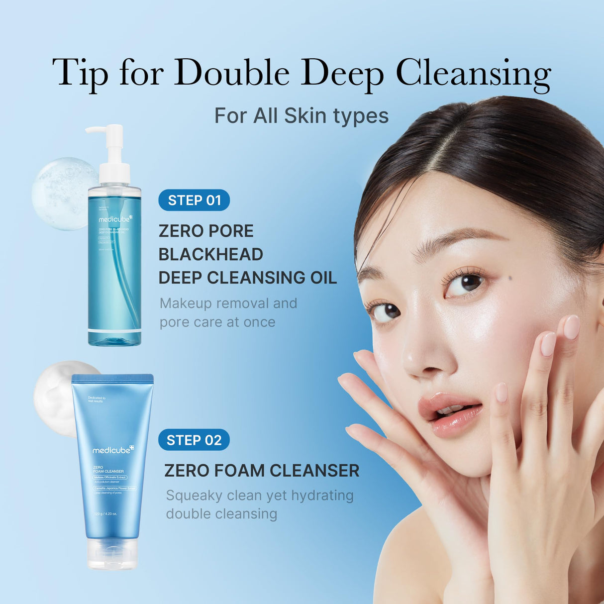 medicube Glass Glow Flawless Pore Care Step 1: Zero Pore Blackhead Deep Cleansing Oil and Zero Pore Toner