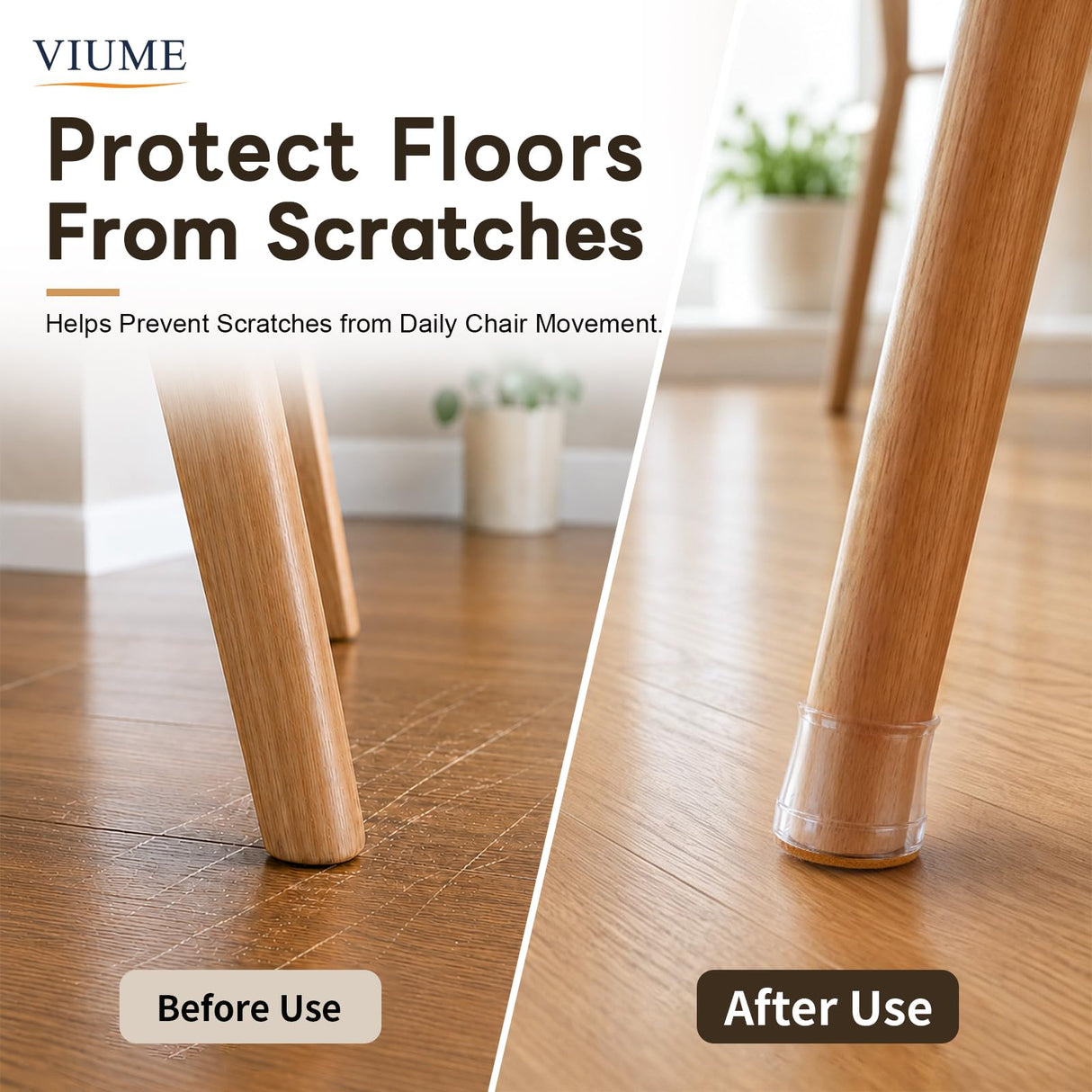 VIUME 32 Pcs Chair Leg Floor Protectors for Hardwood Floors Silicone Covers to Protect Wood Tile Floors Scratches Felt Pads Furniture Leg Caps Reduce Noise (Fit:1.3"-2")