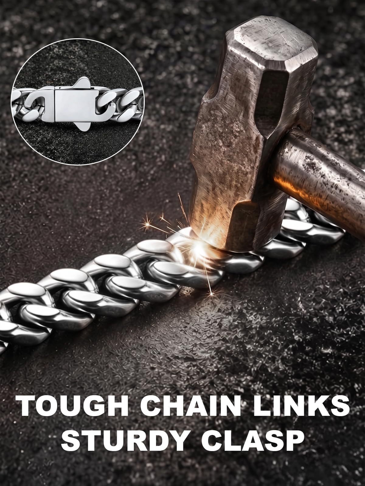 Stainless Steel Cuban Chain Bracelets for Men 5MM Silver Bracelet 7.5 Inch