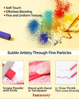 Fantastory Long Soft Chalk Pastels Set, 72 Sticks,Includes 5 Fluorescent Colors; Non Toxic Soft Pastels for Artists,Beginners;Classroom; Drawing,Blending,Layering;Christmas Art Supplies