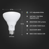 Feit Electric BR30 LED Flood Light Bulb, 65W Equivalent, Dimmable, 5CCT, Adjustable White, 650 Lumens, Indoor/Outdoor Residential & Commercial Use, 17,000-Hour Lifespan, BR3065DM5CCTCA15K/6, 6-Pack