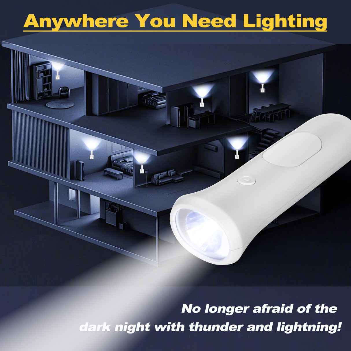 ROSSEX 4 in 1 Emergency Lights for Home Power Failure, 6 Pcs Rechargeable LED Flashlight Plug in Wall, Automatic Turn-On Power Outage Night Light Flashlight for Hurricane Preparedness Items