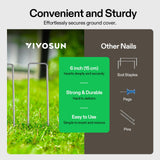 VIVOSUN 6 Inch 100-Pack Landscape Staples, Galvanized Steel Garden Stakes 11 Gauge U-Shaped Pins for Weed Barrier Fabric, Soaker Hose, Holding Fence