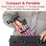 Walking Cane LIXIANG Cane for Woman | Mobility & Daily Living Aids | 5-Level Height Adjustable Walking Stick | Comfortable Plastic T-Handle Pink Print