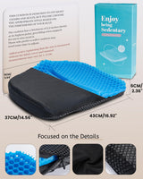 Anzeng Gel Seat Cushion for Long Sitting & Hip Pain Relief (Large Size) - Cooling 3D Cushions for Office Chair, Car, Wheelchair, Breathable & Non-Slip Cover with Pressure Relief Technology
