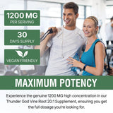 1200 MG Thunder God Vine Root Extract 20:1 Supplement, Tripterygium Wilfordii Herbal Supplement, Vegan Formula with Lei Gong Teng Extract, 120 Capsules