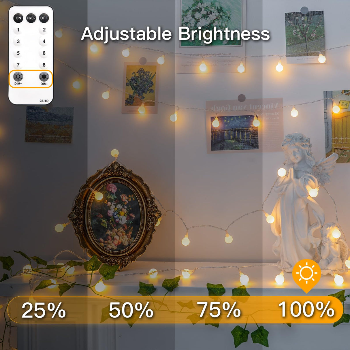 suddus String Lights for Bedroom, 66ft 200 Led Connectable Globe String Lights Indoor, Hanging Fairy Lights Plug in with Remote for Kids Room Dorm Classroom Outdoor Christmas Tree Decor, Warm White