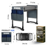 Dekool Garden Kneeler and Seat with Upgraded Wide & 3" Thick Kneeling Pad, Heavy Duty Garden Stool with 2 Large Tool Bags, Portable Bench for Weeding, Gardening Gifts for Women, Men, Seniors, Grey