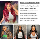 13x4 Body Wave Lace Front Wigs Human Hair Pre Plucked HD Transparent Lace Frontal Wig with Baby Hair 180% Density 9A Glueless Brazilian Virgin Human Hair Lace Front Wigs for Women Natural Black 22Inch