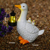 QZQRMZ Solar Powered Duck Garden Statue with LED Lights, Waterproof Resin, Outdoor Decor for Patio, Lawn, Yard, Pond (Style 1)