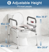 Soundfuse Toilet Seat Riser for Seniors, FSA HSA Eligible Raised Toilet Seat with Handles, Adjustable Height & Width, 400lb Handicap Elevated Toilet Seat, Fit Any Toilet