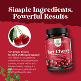 Advanced Tart Cherry Extract Capsules - Extra Strength 750mg Per Serving Equivalent Tart Cherry Capsules Uric Acid Cleanse and Joint Support Supplement - Muscle Recovery Supplement 120 Count