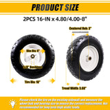 MZREXN 4.80/4.00-8" Wheelbarrow Tires, 16" Flat Free Tire and Wheel