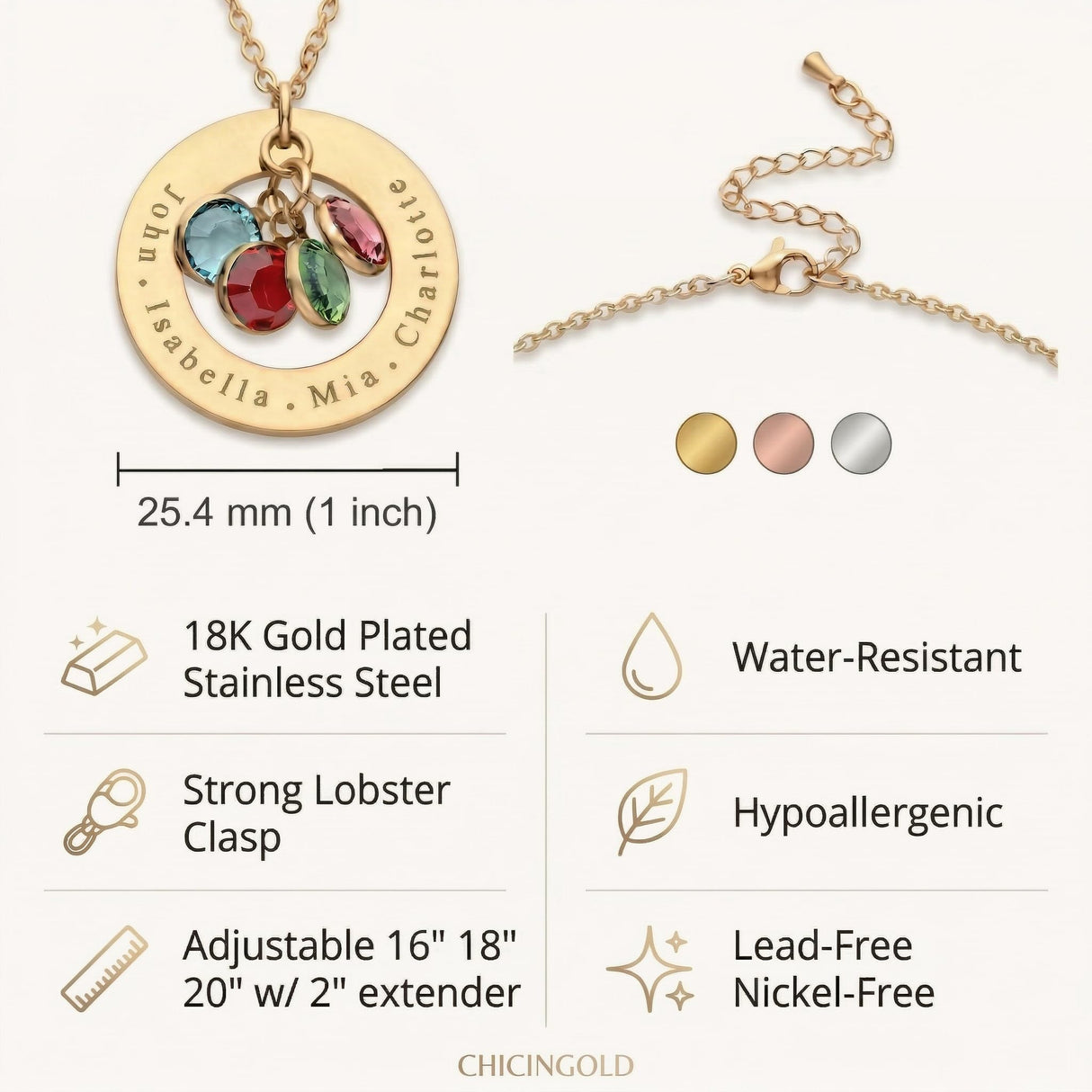 Birthstone Necklace for Mom, Women, Mothers Day Gift, Personalized Jewelry