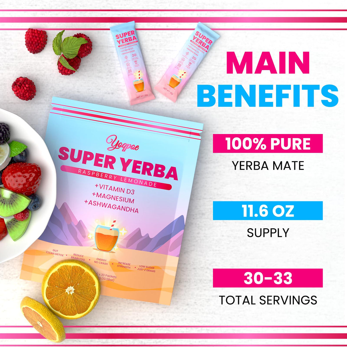 Super Yerba,Yerba Mate Instant Tea Powder | Raspberry Lemonade Flavor,Super Yerba Raspberry Lemonade Tea Powder - 30 Servings (1)