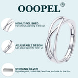 OOOPEL Sterling Silver Adjustable Ring S925 Silver Rings for Women Cubic Zirconia Twist Love Knot Dainty Ring Silver Minimalist Open Finger Rings Silver Thumb Sterling Silver Ring