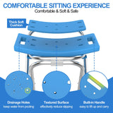 UGarden Folding Shower Chair Seat, 17.5" Stainless Steel Small Shower Chair for Inside Shower, 400lbs Portable Travel Shower Stool, Safety Anti-Slip Bath Chair for Seniors, Disabled, Blue