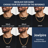 Jewlpire Gold Chain for Men, 6mm Mens Necklace Cuban Link Chain Necklace for Men, 18K Gold Plated Chain Necklace Sturdy & Durable Men's Necklaces 22 inch