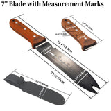 Hori Hori Garden Knife, 7" Full Tang Thick Stainless Steel Blade, Multi-Edge Design with Serrated Edge & Hook Cutter, Depth Markings, Heavy Duty Garden Tool with Sheath for Digging, Weeding & Planting