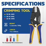 haisstronica Crimping Tool for Insulated Electrical Wire Connectors-AWG 22-10 Ratchet Crimper Tools-Racheting Wire Crimping Tools-Available for Insulated Connectors and Wire Terminal HS-9327