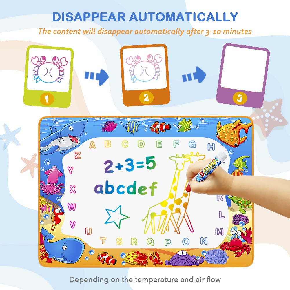 Water Doodle Mat - Kids Color Painting Toy, Gift Set for Toddlers 2-7