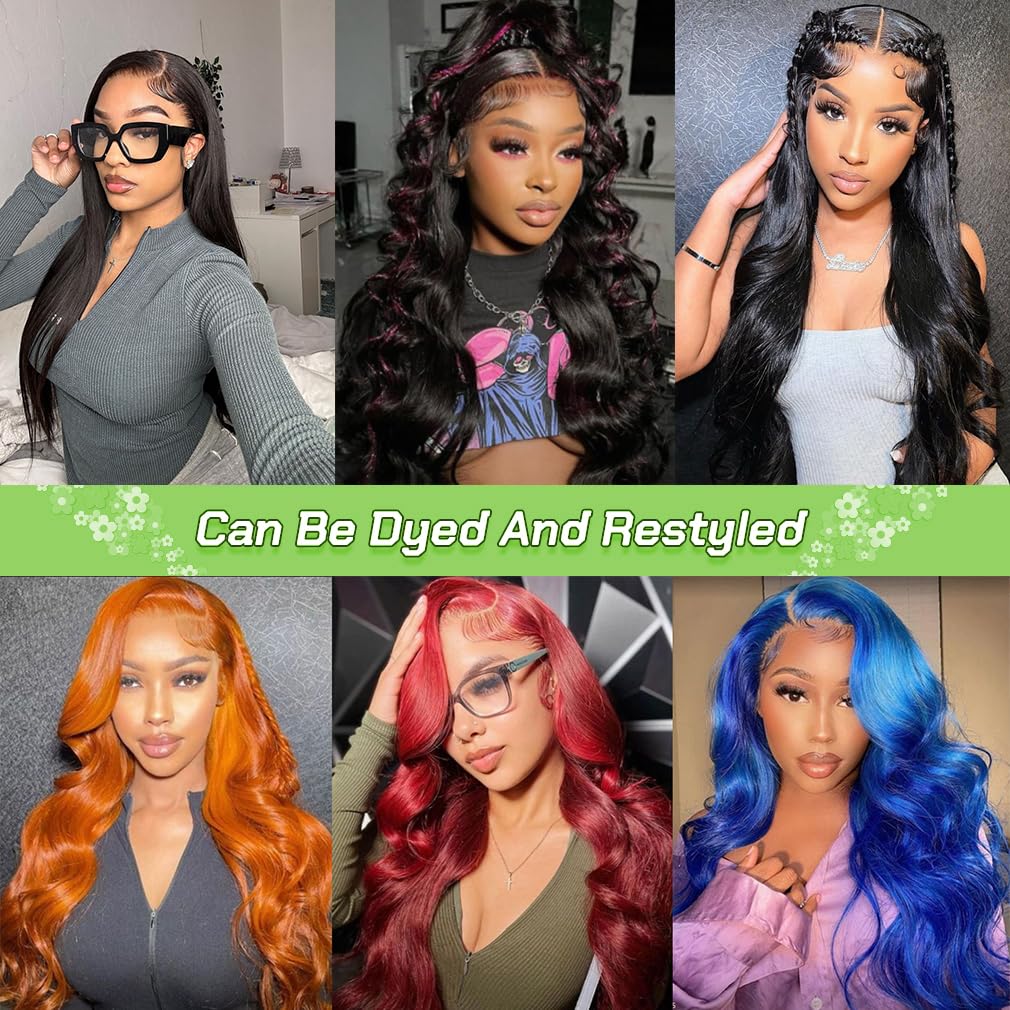 30 Inch Body Wave Lace Front Wigs Human Hair 13x6 HD Transparent Lace Front Wigs Human Hair Pre Plucked 180% Density Brazilian Virgin Hair Glueless Frontal Wigs Human Hair for Women Natural Black