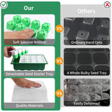Sondiko Seed Starter Tray with Soft Silicone Cells, 80 Cells Seedling Trays Seed Startering Kit, 4 Pack Plant Starter Trays with Humidity Dome, Base Mini Greenhouse Germination Kit