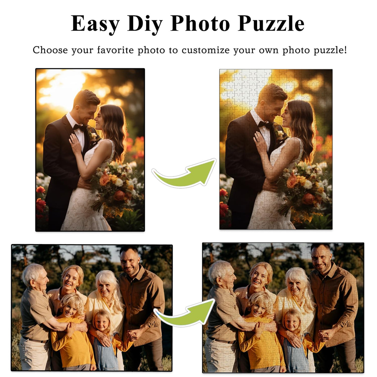 Custom Puzzle, Personalized Puzzle from Photos, Customized Puzzle 120/200/300/500/1000/1500 Pieces for Family, Christmas, Pet, Birthday, Wedding Gift