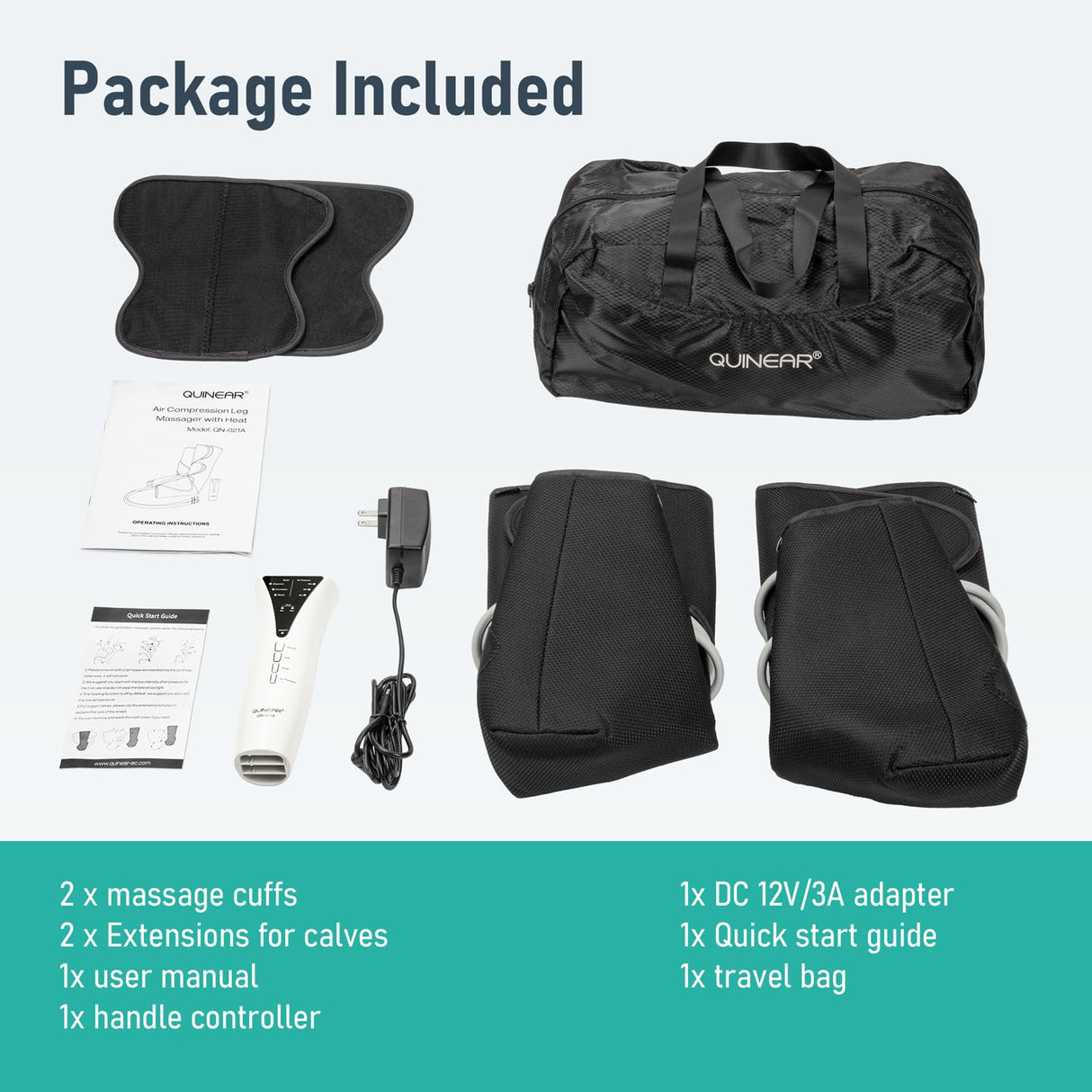 QUINEAR Leg Massager with Heat and Air Compression,Foot and Calf Massager for Circulation and Pain,Compression Boots with 3modes and 3 Intensities,Gift for Dad Mom(FSA or HSA Eligible)