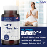 5-HTP Formula for Stress Relief and relaxation support for Teens and Adults with 5-HTP, L-Theanine, Vitamin B6, Vitamin B12, Magnesium - Doctor Formulated - Magnesium Stearate Free - 60 capsules.