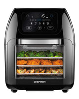 CHEFMAN Multifunctional Digital Air Fryer+ Rotisserie, Dehydrator, Convection Oven, 17 Touch Screen Presets Fry, Roast, Dehydrate, Bake, XL 10L Family Size, Auto Shutoff, Large Easy-View Window, Black