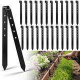 Fumete 36 Pcs 10'' Metal Landscape Stakes Bulk Garden Ground Edging Spikes with Holes Heavy Duty Anchoring Spike Carbon Steel Lawn Stake for Flowerbed Edging Grass Board Barrier Yard(Black)