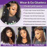HIRIREMY Deep Wave BOB Wig Human Hair 13x4 HD Curly BOB Lace Front Wigs Human Hair Pre Plucked Wear And Go Glueless Short Curly Frontal BOB Wigs For Black Women Wet And Wavy 14 Inch