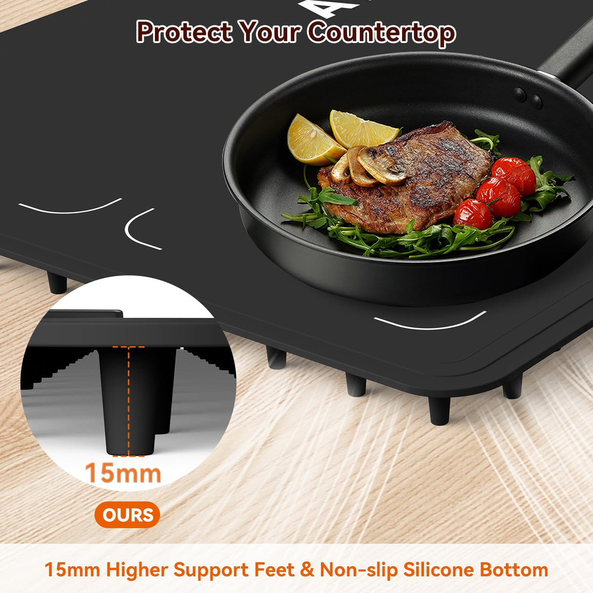 Newise Graphene Warming Mat for Food, Dual-Zone Heating XXL 36”x17”, Food Warmer for Parties Buffets with 6 Temperature & Timer, Child Lock, Daily Use, Gift for Family, Mom, Black