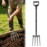REILEIHODE Pitch Fork, 46 inch Garden Fork with Metal 4 Tines & Ergonomic D Handle, Heavy Duty Pitchforks for Gardening Digging Composting Soil Loosening