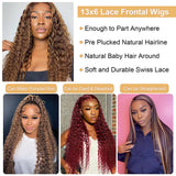 13x6 Highlight Lace Front Wig Human Hair 30inch 4/27 Ombre Deep Wave Lace Front Wig Human Hair Pre Plucked With Baby Hair 180% Density Honey Blonde Curly Human Hair Glueless Wigs (30 inch)