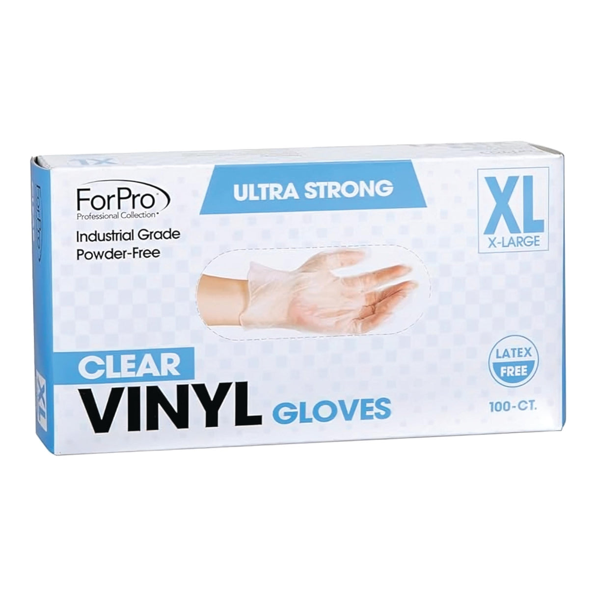 ForPro Disposable Vinyl Gloves, Clear, Industrial Grade, Powder-Free, Latex-Free, Non-Sterile, Food Safe, 2.75 Mil. Palm, 3.9 Mil. Fingers, X-Large, 100-Count (Pack of 10)