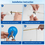 Hibbent Universal Front Mount Metal Toilet Handle Replacement Kit, Brass Toilet Tank Flush Lever with Stainless Steel Adjustable Flapper Chains for Most Toilets, White