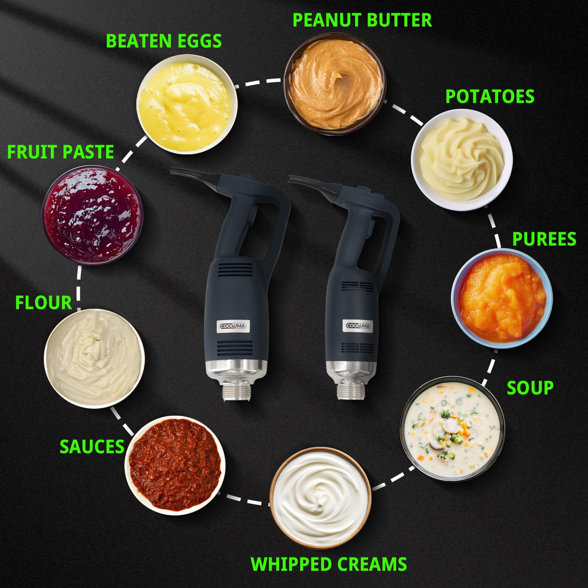 COOLUMA Commercial Immersion Blender, X-Heavy Huty 750W Handheld Blender, 18 Inch Detachable Shaft, 8,000-19,000 RPM Variable Speed, 42 Gallons Multifunction Pro Electric Stick Emulsifier.