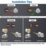 BESTTEN Keyed Same Exterior Door Knob and Single Cylinder Deadbolt Combo Set, Keyed Alike Entry Door Knobs with Lock and Keys for Entrance and Front Door, Satin Nickel