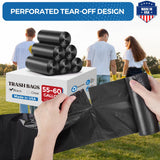 Fuxury 55-60 Gallon Trash Bags 150 Count Black Garbage Bags, 40x54" Extra Large Trash Can Liners, 0.7 Mil Plastic Bags for Serious Garbage Cleanup Home, Yard & Commercial Use, Made in USA