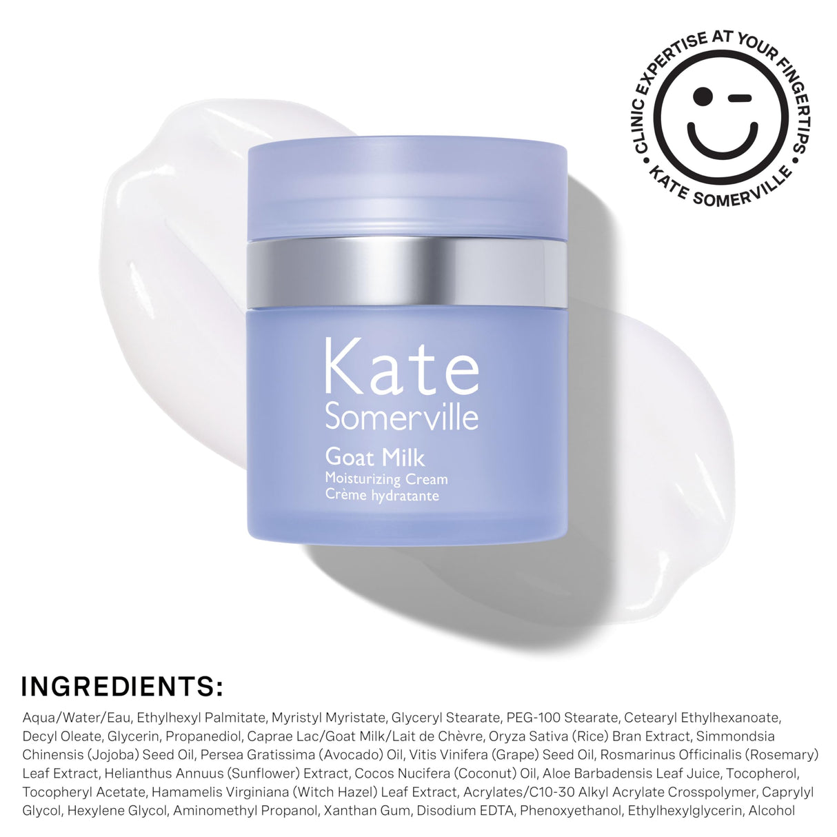 Kate Somerville Goat Milk Moisturizing Cream - Deeply Hydrating Daily Facial Moisturizer – Gentle Face Lotion Suitable for Sensitive Skin, 1.7 Fl Oz
