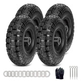 10 Inch Solid Dolly Tire Wheels, 4.10/3.50-4, 5/8" Axle, 4 Packs, Black