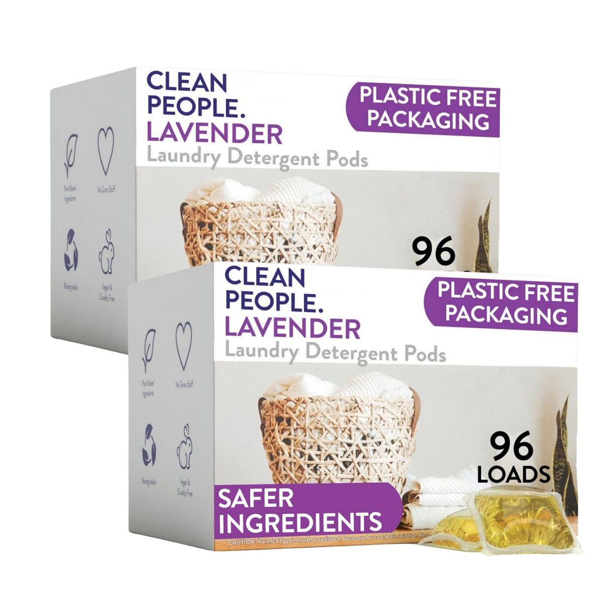 The Clean People Laundry Detergent Pods - Hypoallergenic Laundry Pods - Ultra Concentrated, Recyclable Packaging, Stain Fighting - Lavender, 192 Pack