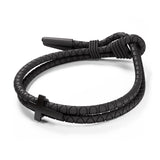 Rowdy Parrot FlexTech™ Adjustable Silicone Braided Rope Bracelet for Men - Waterproof, Sweatproof, One Size Fits All - Featuring Religious Christian Jesus Cross Design (Black Sand | Black Lagoon)