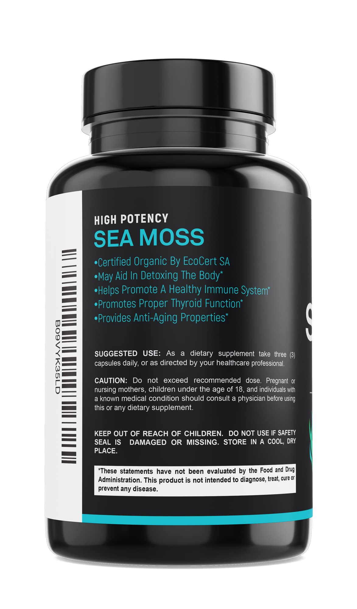 SPARTIS Certified Organic Sea Moss Capsules 2250mg Wildcrafted Irish Sea Moss Burdock Root Bladderwrack Supplement Raw Seamoss Pills & Powder (Pack of 1 at 180-Caps)