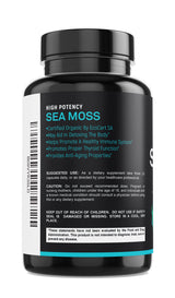 SPARTIS Certified Organic Sea Moss Capsules 2250mg Wildcrafted Irish Sea Moss Burdock Root Bladderwrack Supplement Raw Seamoss Pills & Powder (Pack of 1 at 180-Caps)