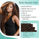 Human Braiding Hair for Boho Braids Human Hair 110g 20 Inch Curly Boho Hair for Braiding Knotless 12A Deep Wave Bohemian 3 Bundles/Pack Chocolate Brown
