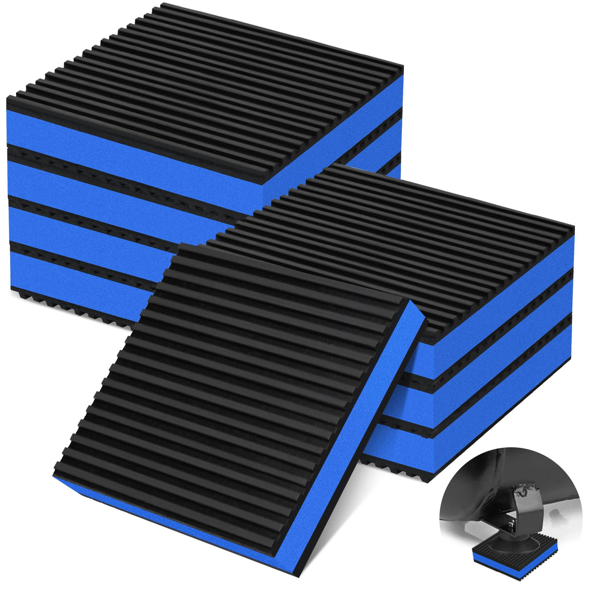 phepetroll 8 Pack Anti Vibration Pads for Washing Machine 4"x4"x7/8", Sound Isolation Vibrating Pad Ribbed Rubber Damping Mat EVA Center for Air Compressors, Conditioner, Treadmill, HVAC Washer Dryer